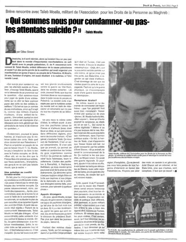 Source : Droit de Parole - Québec